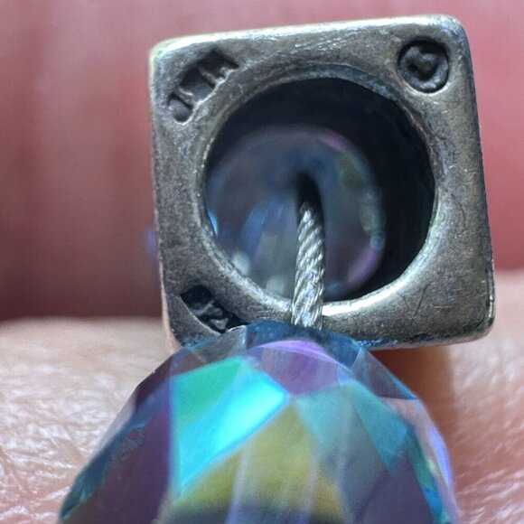 VTG Charm Bracelet Size 7 Block Letter Cross Glass Beads Colorful Sterling 18.7g - Picture 10 of 11